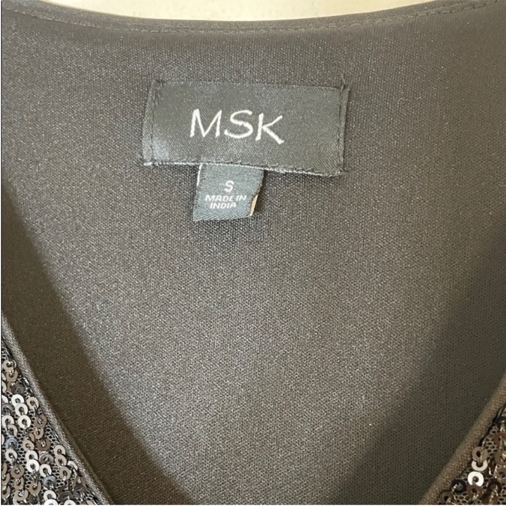 MSK Black Sequin A-Line Midi Dress. Small. NWT. - Picture 5 of 14